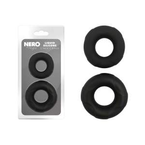 Playful Nero Liquid Silicone 2 Pack Cock Rings Black MLY1801213 6992024180124 Multiview