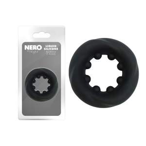 Playful Nero Liquid Silicone Nubbed Cock Ring Black MLY 20006 6992024200068 Multiview