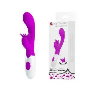 Pretty Love Butterfly Kiss Rabbit Vibrator Purple White BI 014927 6959532326727 Multiview