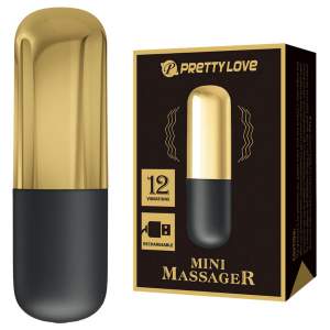 Pretty Love Mini Massager Bullet Vibrator Black Gold BL 014501J 6959532333237 Multiview