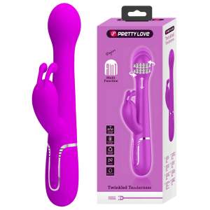 Pretty Love Twinkled Tenderness Dejon 3 in 1 Thrusting Beaded Ears Rabbit Vibrator Pink BW 500014 6959532335880 Multiview