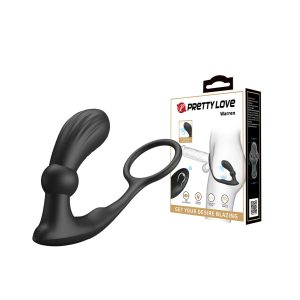 Pretty Love Warren Tapping Prostate Massager with Cock Ring Black BI 040162W 6959532328141 Multiview