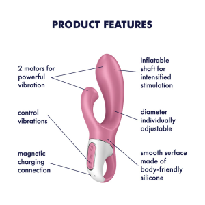 Satisfyer Air Pump Bunny Inflatable Rabbit Vibrator Pink White SATAPBPK 4061504038575 Multiview