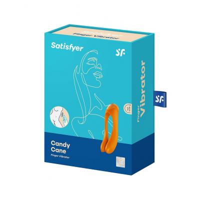 Satisfyer Candy Cane Flexible Dual Motor Finger Vibrator Orange 4061504004143 Boxview
