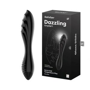 Satisfyer Dazzling Crystal 1 Glass Dildo Black 4061504045924 Multiview