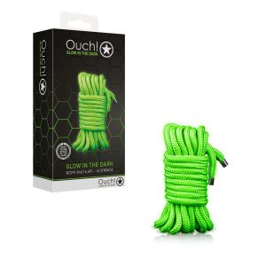 Shots Toys Ouch Glow in the Dark 5 Metre Bondage Rope Glow in the Dark Green OU766GLO 7423522642696 Multiview