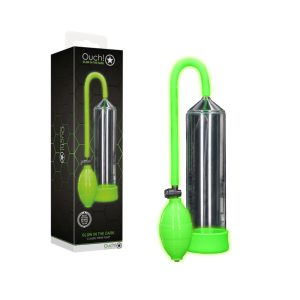 Shots Toys Ouch Glow in the Dark Classic Penis Pump Glow in the Dark Green OU785GLO 7423522650646 Multiview