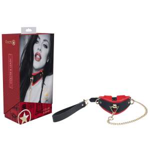 Shots Toys Ouch Milan Collar and Leash Black Red OU962BLKRD 8714273055941 Multiview