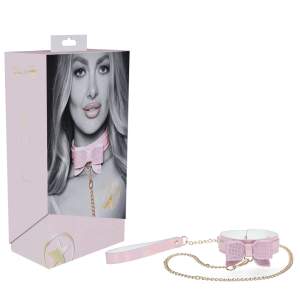 Shots Toys Ouch Paris Bowtie Collar and Leash Pink Holographic OU980PNK 8714273056146 Multiview