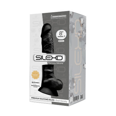 SilexD Model 1 Silexpan Dual Density Thermoreactive Silicone 8 Inch Dong with Balls Black 220895 8433345220895 Boxview