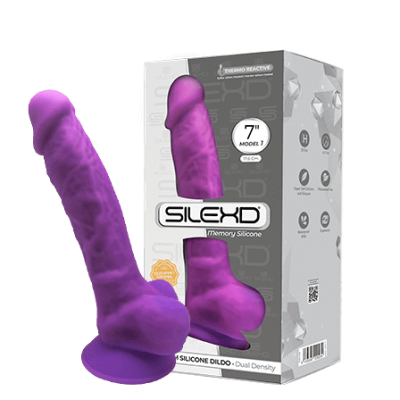 SilexD Model 1 Thermo Reactive Silicone 7 Inch Dong with Balls Purple 220239 8433345220239 Multiview