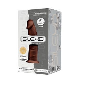 SilexD Model 2 6 Inch Dual Density Thermo Reactive Silicone Penis Dong Brown Dark Flesh 220789 8433345220789 Boxview