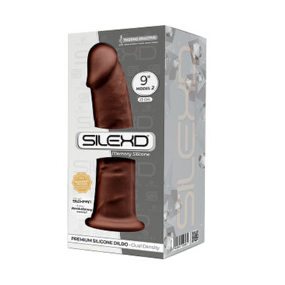 SilexD Model 2 Silexpan Dual Density Thermoreactive Silicone 9 Inch Dong Dark Flesh 220581 8433345220581 Boxview