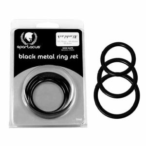 Spartacus Black Metal Cock Ring Set 3 Sizes Black BSPR44 669729410448 Multiview