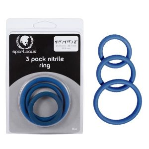 Spartacus Nitrile Rubber Cock Ring Set 3 Sizes Blue BSPR59 669729410592 Multiview