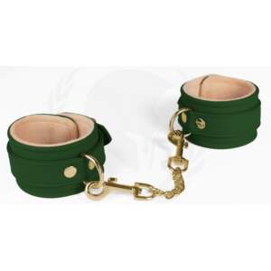 Spartacus Vegan Fetish Plush Lined Wrist Cuffs Green SPU 504GR 669729000304 Detail