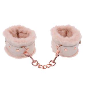 Sportsheets Peaches and Creame Fur Lined Hand Cuffs Peach Beige Rose Gold SS09960 646709099602 Detail