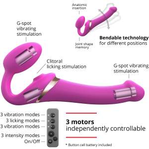 Strap On Me Multi Orgasm Bendable Strapless Strap On Dildo LARGE Fuchsia Pink 6017449 3700436017449 Info Detail