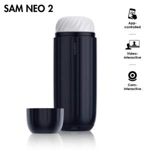 Svakom SAM NEO 2 Sucking Vibrating Interactive Masturbator Blue White 6959633104514 Multiview