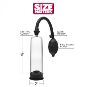 XR Brands Size Matters 8 Inch Beginner Penis Pump Clear AB233BX 848518009845 Size Detail