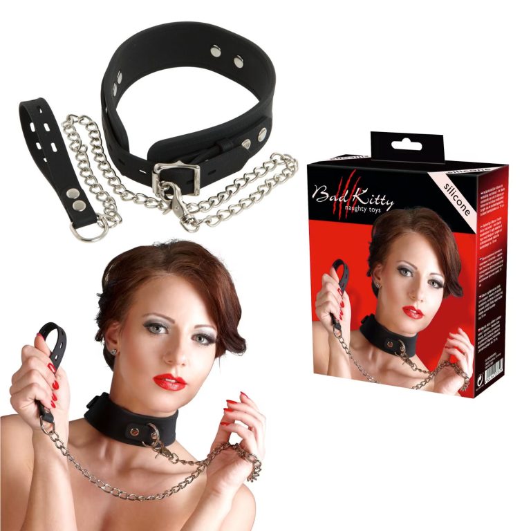 You2Toys Bad Kitt Silicone Collar with Chain Leash Black 24915591001 4024144233533 Multiview