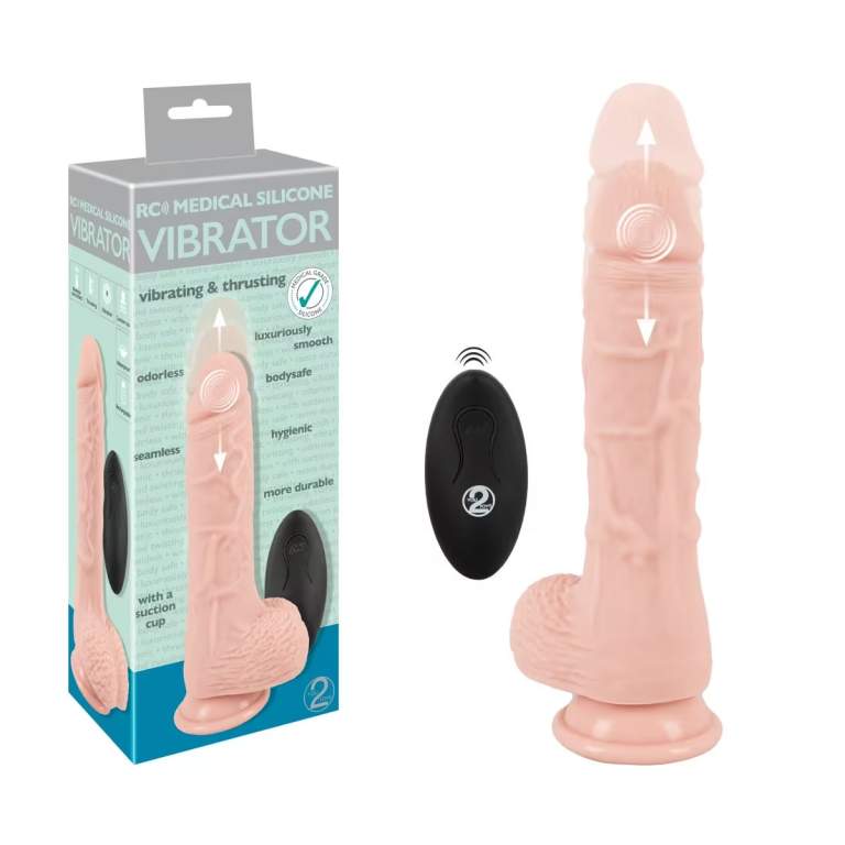 You2Toys Remote Control Medical Silicone Thrusting and Vibrating Dong with Balls Light Flesh 05529250000 4024144121069 Multiview