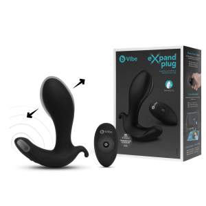 b Vibe Expand Plug Inflating Expanding Vibrating Anal Plug with Remote Black BV048BLK 4890808265246 Multiview