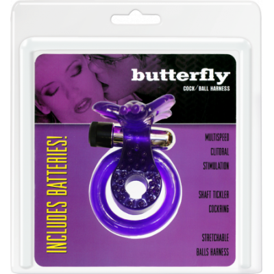 06-019CPU-BCD - Butterfly Cock & Balls Harness Cockring (Lavender) - 4890888131790
